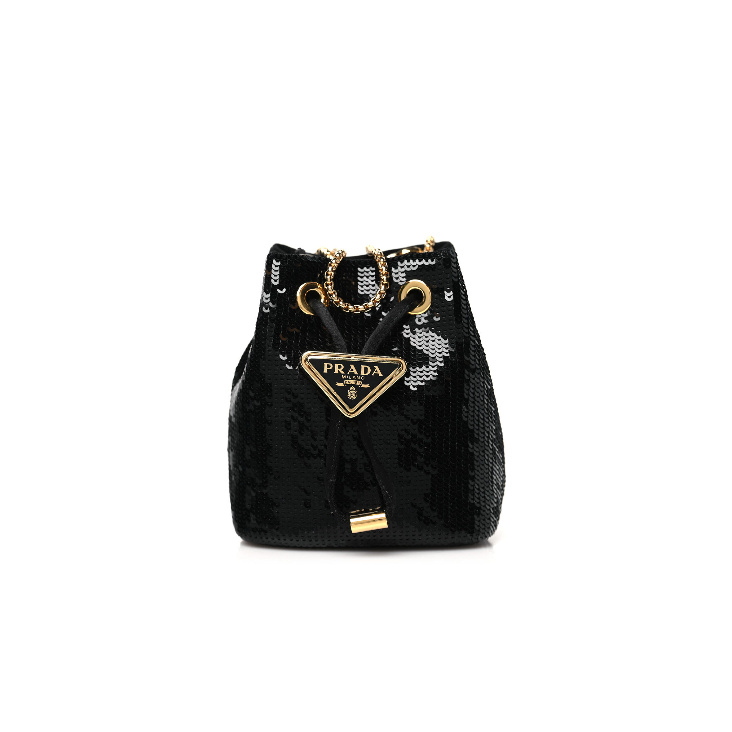 PRADA BLACK SEQUINED SATIN MINI 1NR016 (12*9*6cm)
